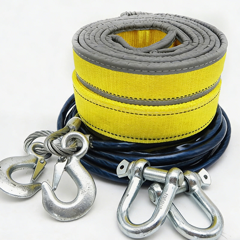 🥳2026 HOT SALE🥳💞50K+ SOLD! 🚙💪 8-Ton Tow Rope with U-Shackle Hooks – heavy-duty, reflective striping, forged hooks. Safe towing for cars, SUVs & light trucks! 🛡️✅