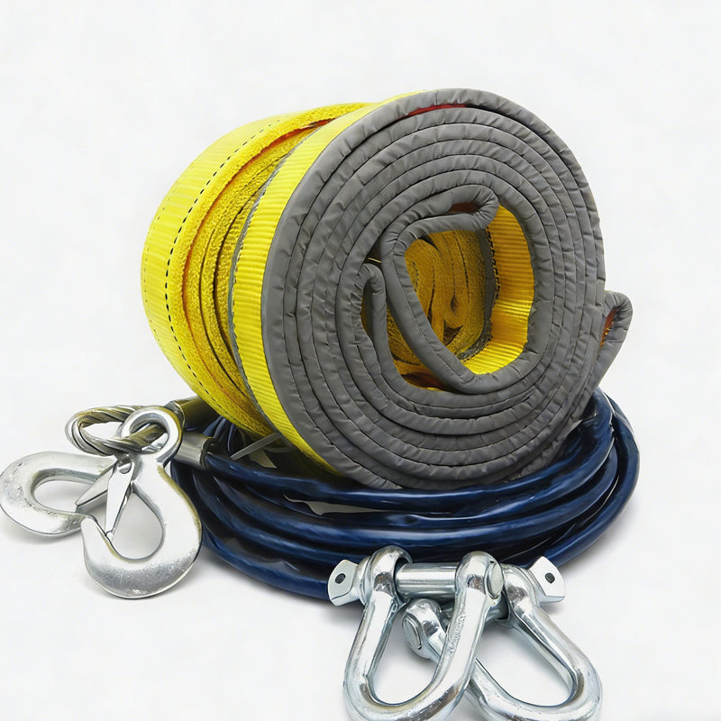 🥳2026 HOT SALE🥳💞50K+ SOLD! 🚙💪 8-Ton Tow Rope with U-Shackle Hooks – heavy-duty, reflective striping, forged hooks. Safe towing for cars, SUVs & light trucks! 🛡️✅