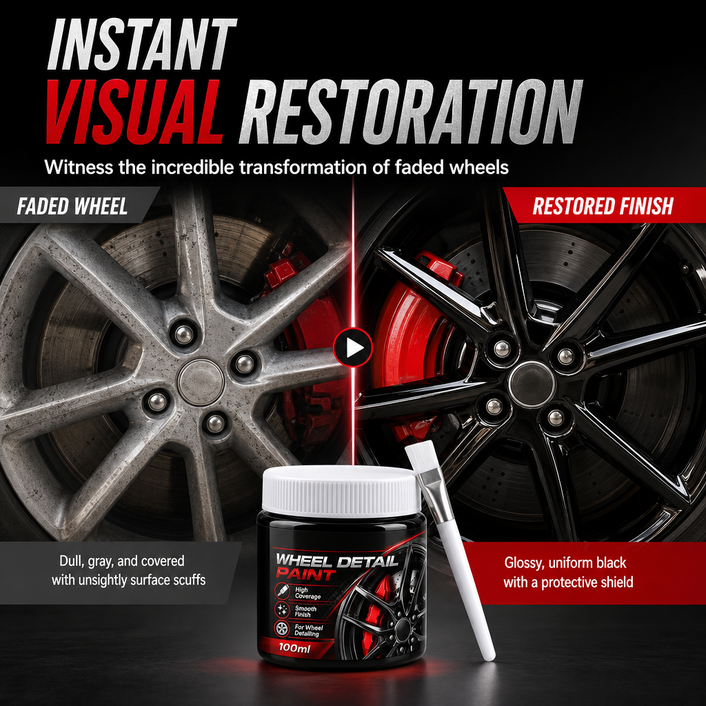 🥳2026 HOT SALE🥳💞50K+ SOLD! 🚗✨ 50% OFF! Car Wheel Touch Up with Detail Brush – restores glossy black rims, precision brush for streak-free finish. Heat & road-salt resistant! 🔧💪