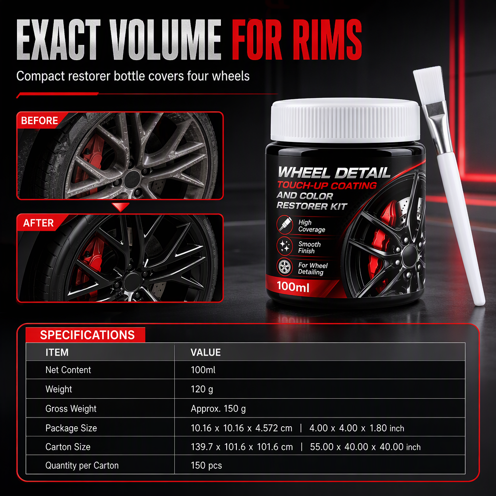 🥳2026 HOT SALE🥳💞50K+ SOLD! 🚗✨ 50% OFF! Car Wheel Touch Up with Detail Brush – restores glossy black rims, precision brush for streak-free finish. Heat & road-salt resistant! 🔧💪
