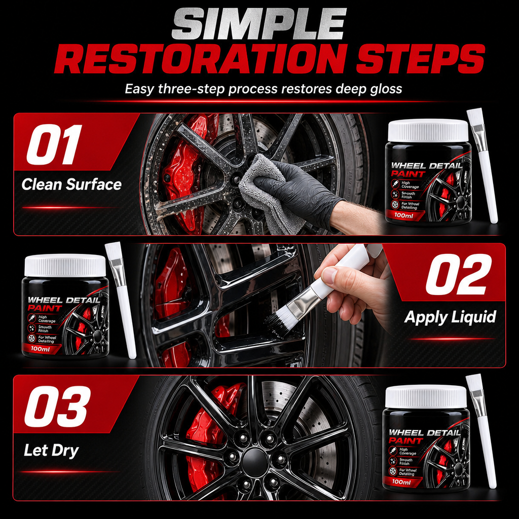 🥳2026 HOT SALE🥳💞50K+ SOLD! 🚗✨ 50% OFF! Car Wheel Touch Up with Detail Brush – restores glossy black rims, precision brush for streak-free finish. Heat & road-salt resistant! 🔧💪