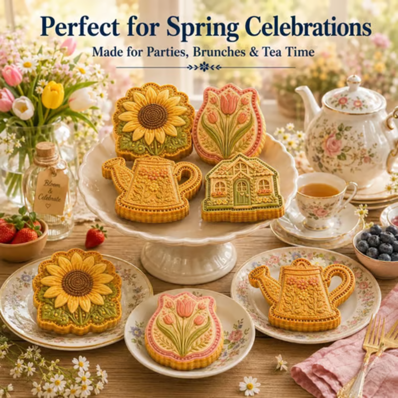 🥳2026 HOT SALE🥳💞50K+ SOLD! 🥧🌸 Floral Pie Press Mold – deep-cut sunflower design presses crisp details, easy release & reusable. Create beautiful mini pies for brunch, parties & gifts! 🛡️💚
