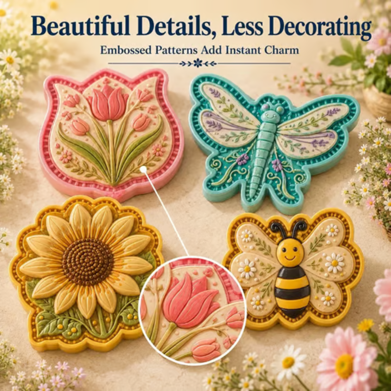 🥳2026 HOT SALE🥳💞50K+ SOLD! 🥧🌸 Floral Pie Press Mold – deep-cut sunflower design presses crisp details, easy release & reusable. Create beautiful mini pies for brunch, parties & gifts! 🛡️💚