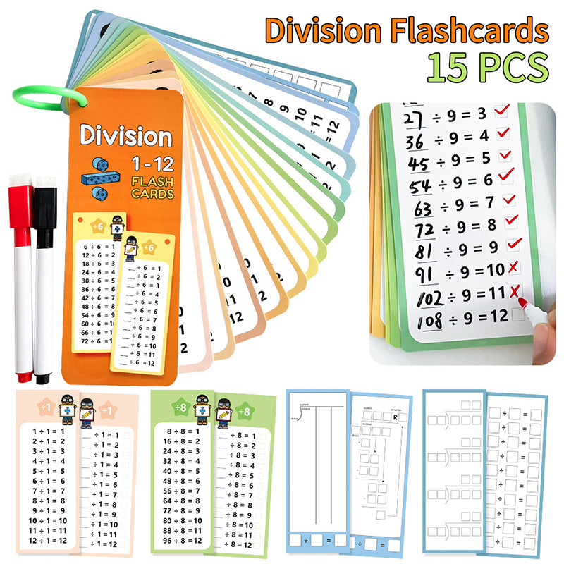 🥳2026 HOT SALE🥳💞50K+ SOLD! 🧮✏️ 50% OFF! Double-Sided Math Flash Cards – 15 pcs, dry-erase & reusable. Covers addition, subtraction, multiplication & division. Ring-bound, incl. 2 pens! 🛡️✅