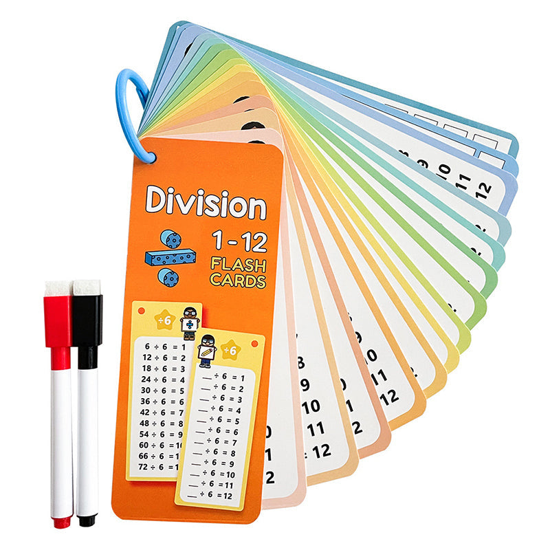 🥳2026 HOT SALE🥳💞50K+ SOLD! 🧮✏️ 50% OFF! Double-Sided Math Flash Cards – 15 pcs, dry-erase & reusable. Covers addition, subtraction, multiplication & division. Ring-bound, incl. 2 pens! 🛡️✅