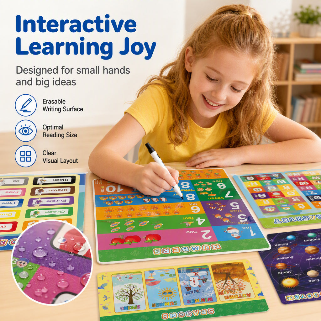 🥳2026 HOT SALE🥳💞50K+ SOLD! 📚🌈 50% OFF! Interactive Educational Wall Posters for Toddlers – 18 sheets, erasable & durable 210g laminated cards. Learn English anywhere, ages 3-6! 🛡️✅