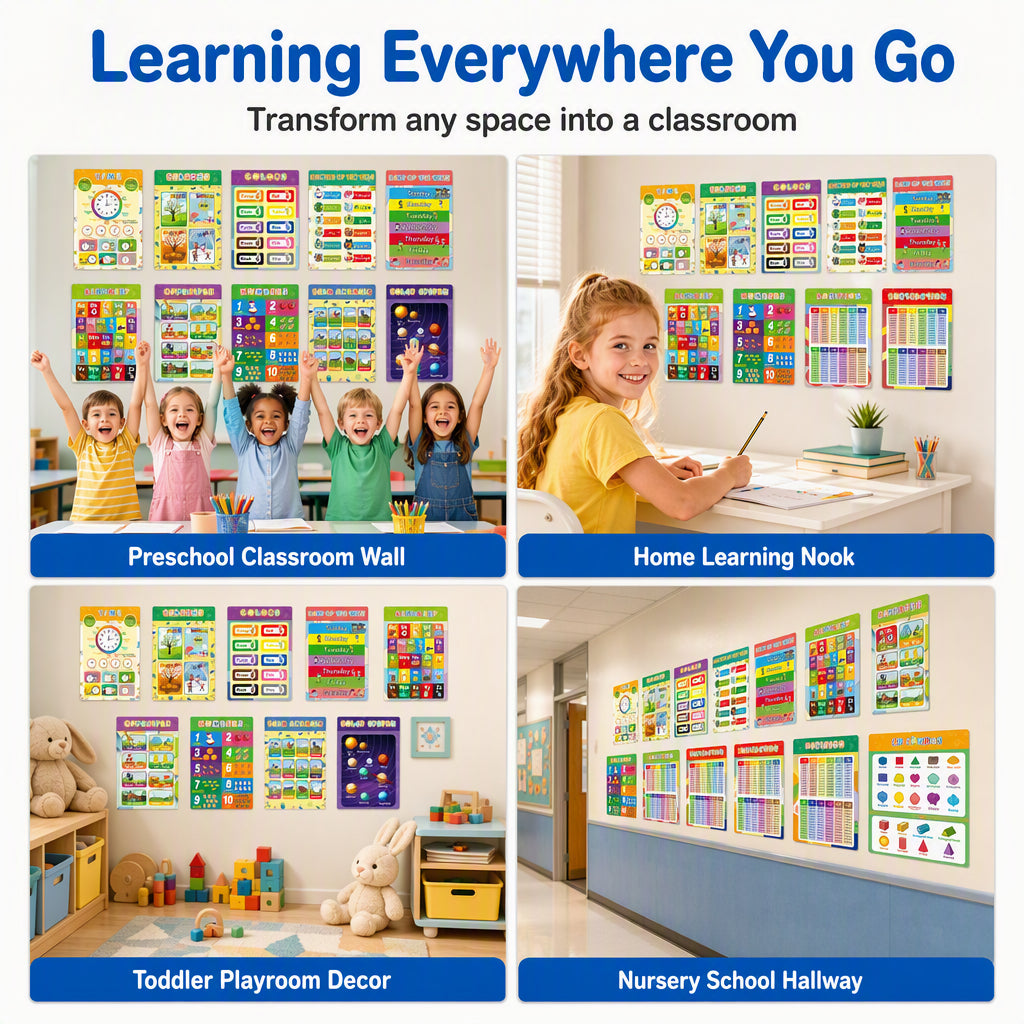 🥳2026 HOT SALE🥳💞50K+ SOLD! 📚🌈 50% OFF! Interactive Educational Wall Posters for Toddlers – 18 sheets, erasable & durable 210g laminated cards. Learn English anywhere, ages 3-6! 🛡️✅