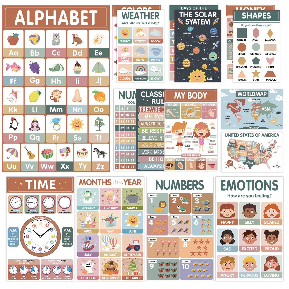 🥳2026 HOT SALE🥳💞50K+ SOLD! 📚🌈 50% OFF! Interactive Educational Wall Posters for Toddlers – 18 sheets, erasable & durable 210g laminated cards. Learn English anywhere, ages 3-6! 🛡️✅