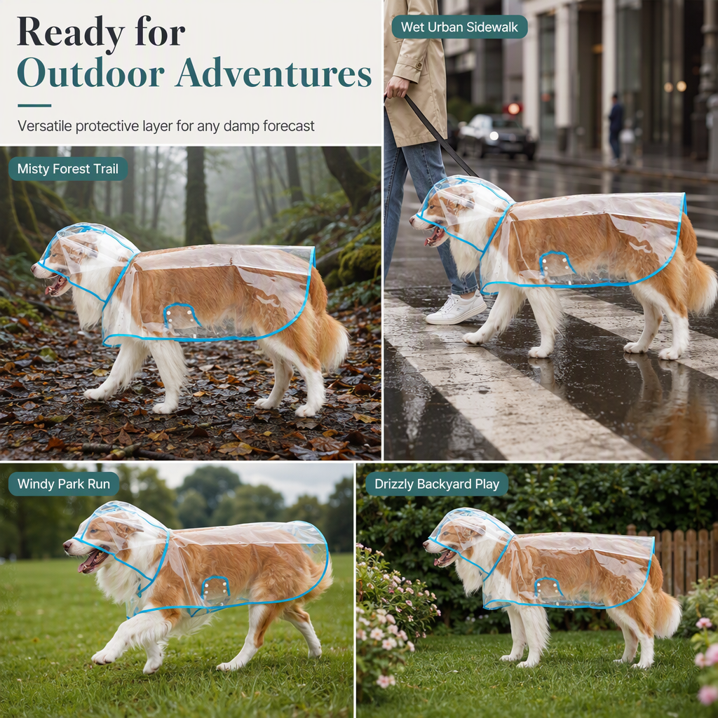 🥳2026 HOT SALE🥳💞50K+ SOLD! 🐕☔ 50% OFF! Transparent Waterproof Dog Raincoat – crystal clear protection, adjustable fit, EVA material. Keeps pup dry & visible on rainy walks! 🛡️💚