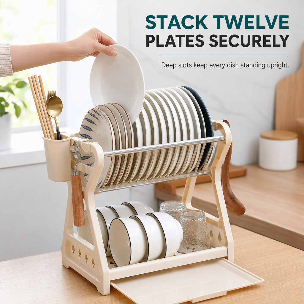 🥳2026 HOT SALE🥳💞50K+ SOLD! 🍽️💧 50% OFF! Multi-Layer Steel Dish Drying Rack – vertical storage, deep plate slots, sliding drip tray & tool-free install. Keep counters dry & clutter-free! 🛡️✅