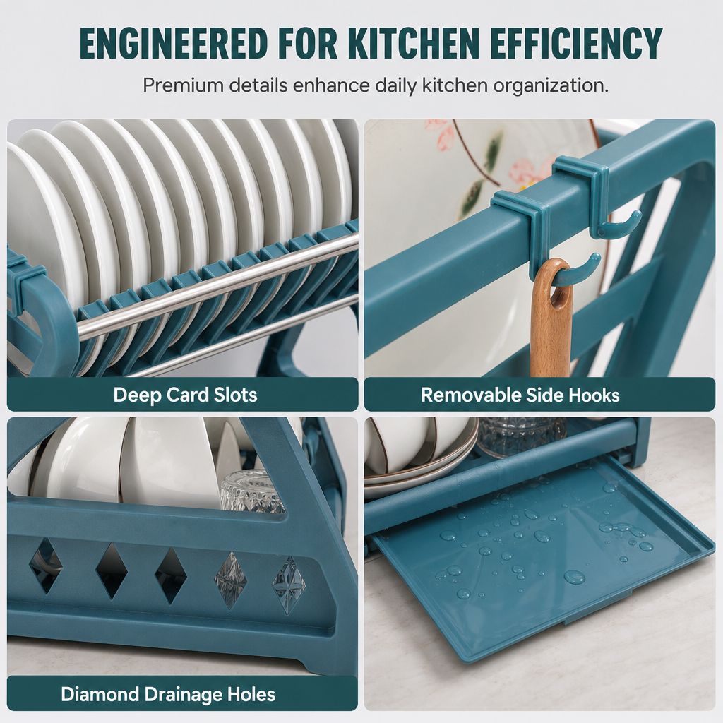 🥳2026 HOT SALE🥳💞50K+ SOLD! 🍽️💧 50% OFF! Multi-Layer Steel Dish Drying Rack – vertical storage, deep plate slots, sliding drip tray & tool-free install. Keep counters dry & clutter-free! 🛡️✅