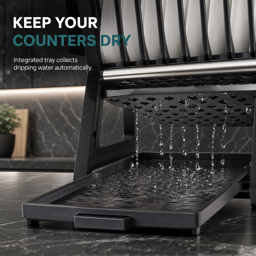 🥳2026 HOT SALE🥳💞50K+ SOLD! 🍽️💧 50% OFF! Multi-Layer Steel Dish Drying Rack – vertical storage, deep plate slots, sliding drip tray & tool-free install. Keep counters dry & clutter-free! 🛡️✅