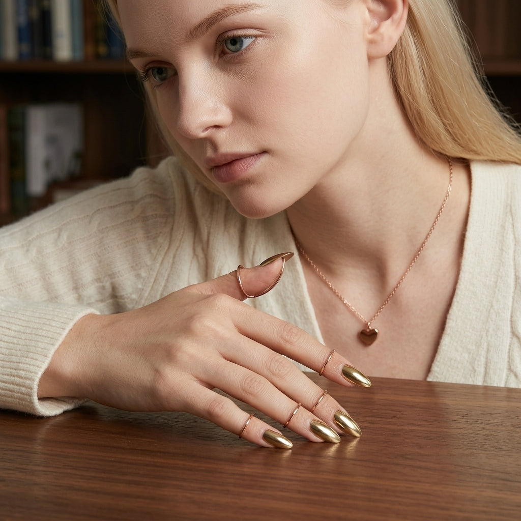 🥳2026 HOT SALE🥳💞50K+ SOLD! 💅✨ LIMITED-TIME 50% OFF! 10-Piece Metal Fingertip Nail Ring Set – adjustable gold & silver tone, adhesive-free, high-gloss. Bold fashion looks! 💍⭐