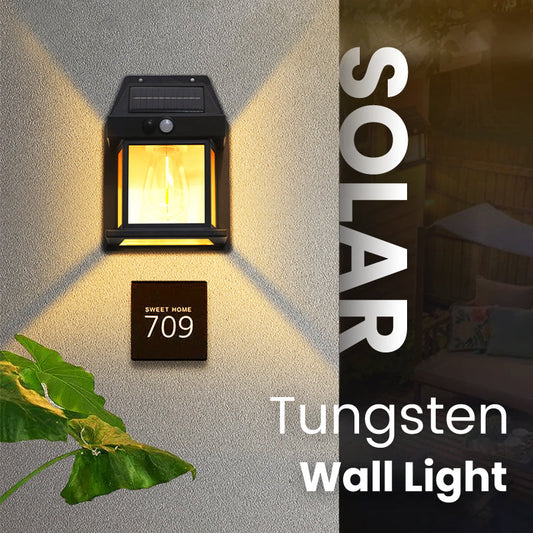 🥳2026 HOT SALE🥳💞50K+ SOLD! 🎄☀️ Christmas Limited Discount! Motion Sensor Solar Tungsten Wall Light – 3 lighting modes, 120° smart sensor, IP65 waterproof. No electricity bills, easy install! 🏠✨