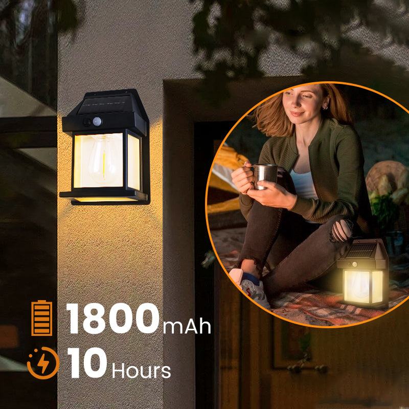 🥳2026 HOT SALE🥳💞50K+ SOLD! 🎄☀️ Christmas Limited Discount! Motion Sensor Solar Tungsten Wall Light – 3 lighting modes, 120° smart sensor, IP65 waterproof. No electricity bills, easy install! 🏠✨