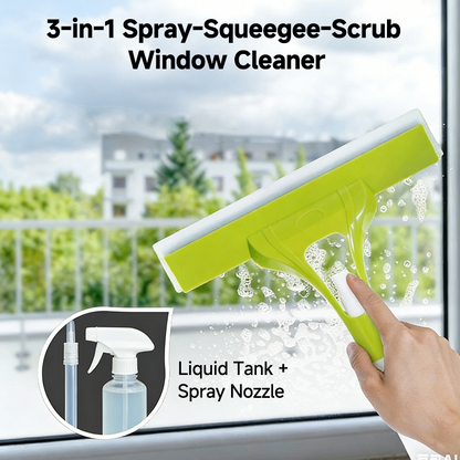 🥳2026 HOT SALE🥳💞50K+ SOLD! 🪟✨ 50% OFF! All-in-One Glass Cleaning Tool – 3-in-1 spray, scrub & squeegee, streak-free silicone blade. One-hand operation for windows, mirrors & car glass! ✅💪