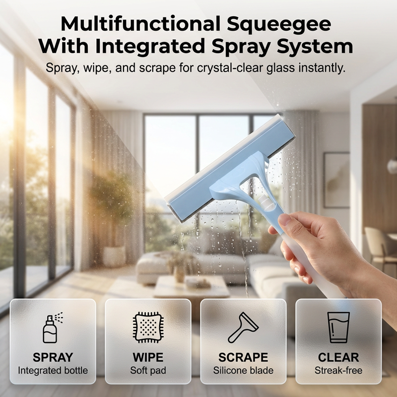 🥳2026 HOT SALE🥳💞50K+ SOLD! 🪟✨ 50% OFF! All-in-One Glass Cleaning Tool – 3-in-1 spray, scrub & squeegee, streak-free silicone blade. One-hand operation for windows, mirrors & car glass! ✅💪