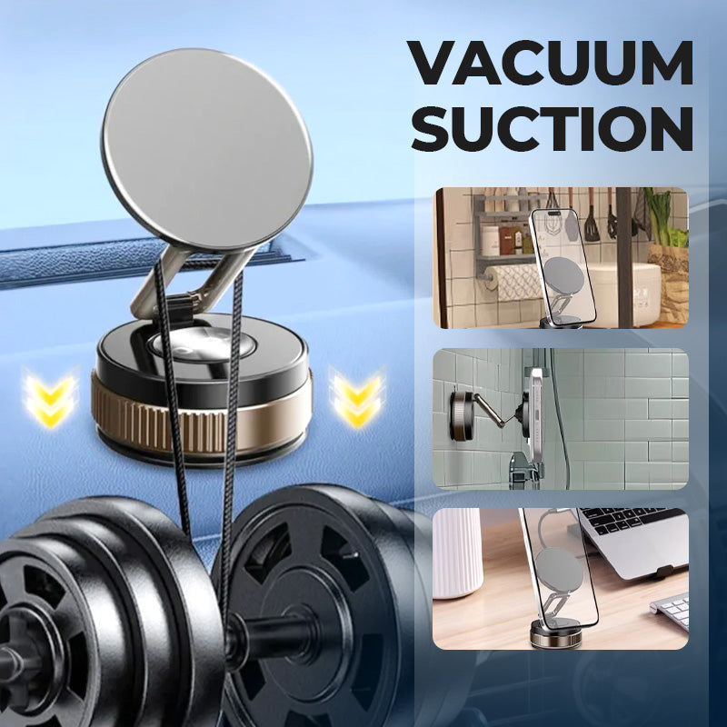 🥳2026 HOT SALE🥳💞50K+ SOLD! 📱🚗 360° Rotating Vacuum Magnetic Phone Holder – vacuum suction base, strong magnets, tool-free install. Secure grip for car, kitchen & office! 🛡️✅