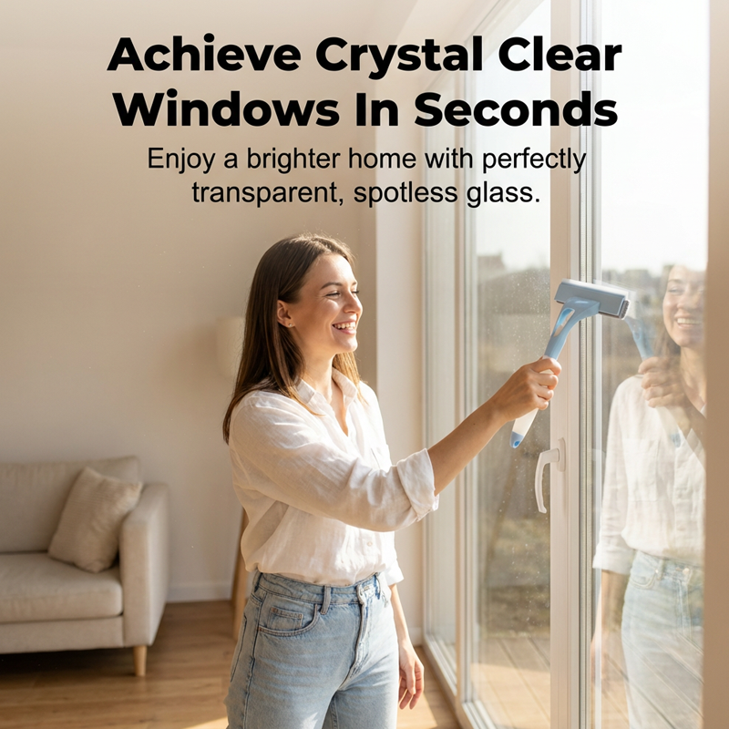 🥳2026 HOT SALE🥳💞50K+ SOLD! 🪟✨ 50% OFF! All-in-One Glass Cleaning Tool – 3-in-1 spray, scrub & squeegee, streak-free silicone blade. One-hand operation for windows, mirrors & car glass! ✅💪