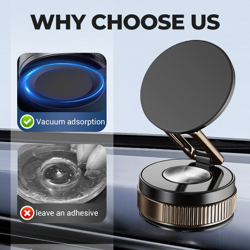 🥳2026 HOT SALE🥳💞50K+ SOLD! 📱🚗 360° Rotating Vacuum Magnetic Phone Holder – vacuum suction base, strong magnets, tool-free install. Secure grip for car, kitchen & office! 🛡️✅
