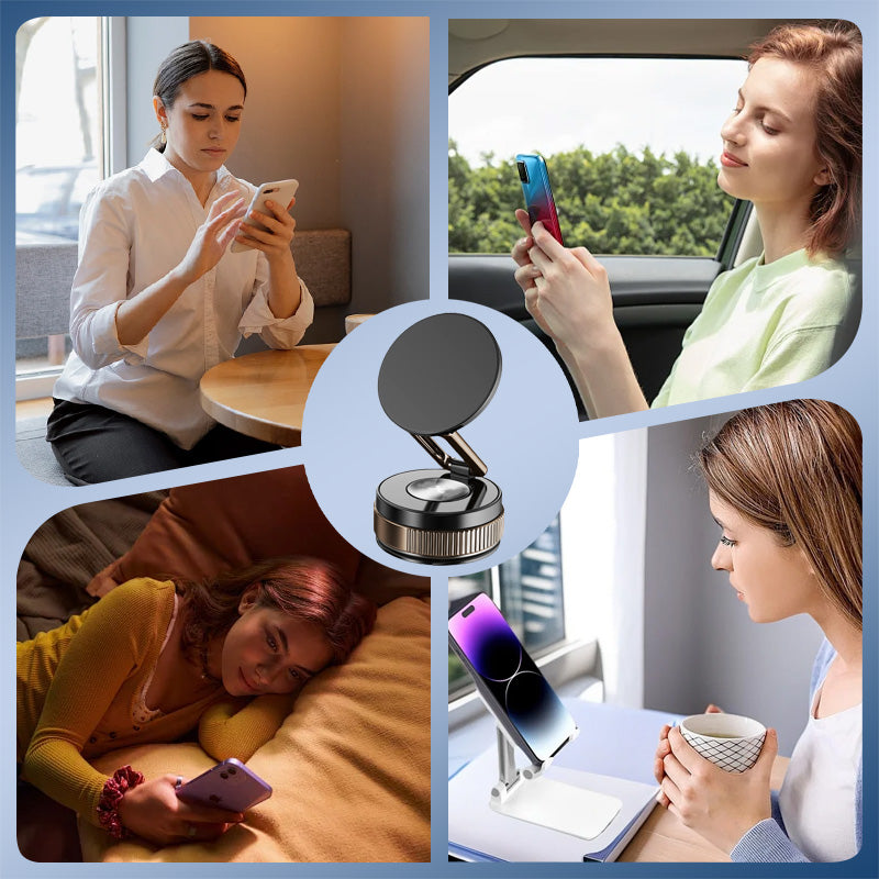 🥳2026 HOT SALE🥳💞50K+ SOLD! 📱🚗 360° Rotating Vacuum Magnetic Phone Holder – vacuum suction base, strong magnets, tool-free install. Secure grip for car, kitchen & office! 🛡️✅