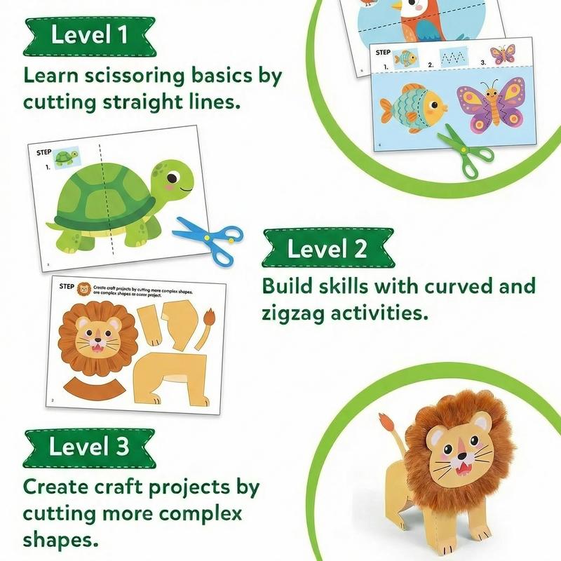 🥳2026 HOT SALE🥳💞50K+ SOLD! ✂️📚 50% OFF! Kids Scissor Skills Activity Book Set – 3 progressive levels, cut, fold & paste, visual guides. Build fine motor skills safely! 🛡️✅