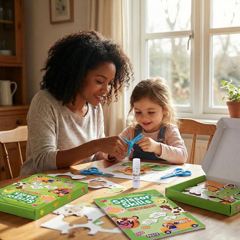 🥳2026 HOT SALE🥳💞50K+ SOLD! ✂️📚 50% OFF! Kids Scissor Skills Activity Book Set – 3 progressive levels, cut, fold & paste, visual guides. Build fine motor skills safely! 🛡️✅