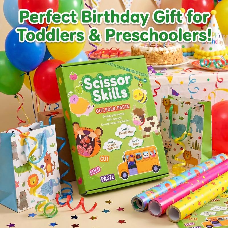 🥳2026 HOT SALE🥳💞50K+ SOLD! ✂️📚 50% OFF! Kids Scissor Skills Activity Book Set – 3 progressive levels, cut, fold & paste, visual guides. Build fine motor skills safely! 🛡️✅