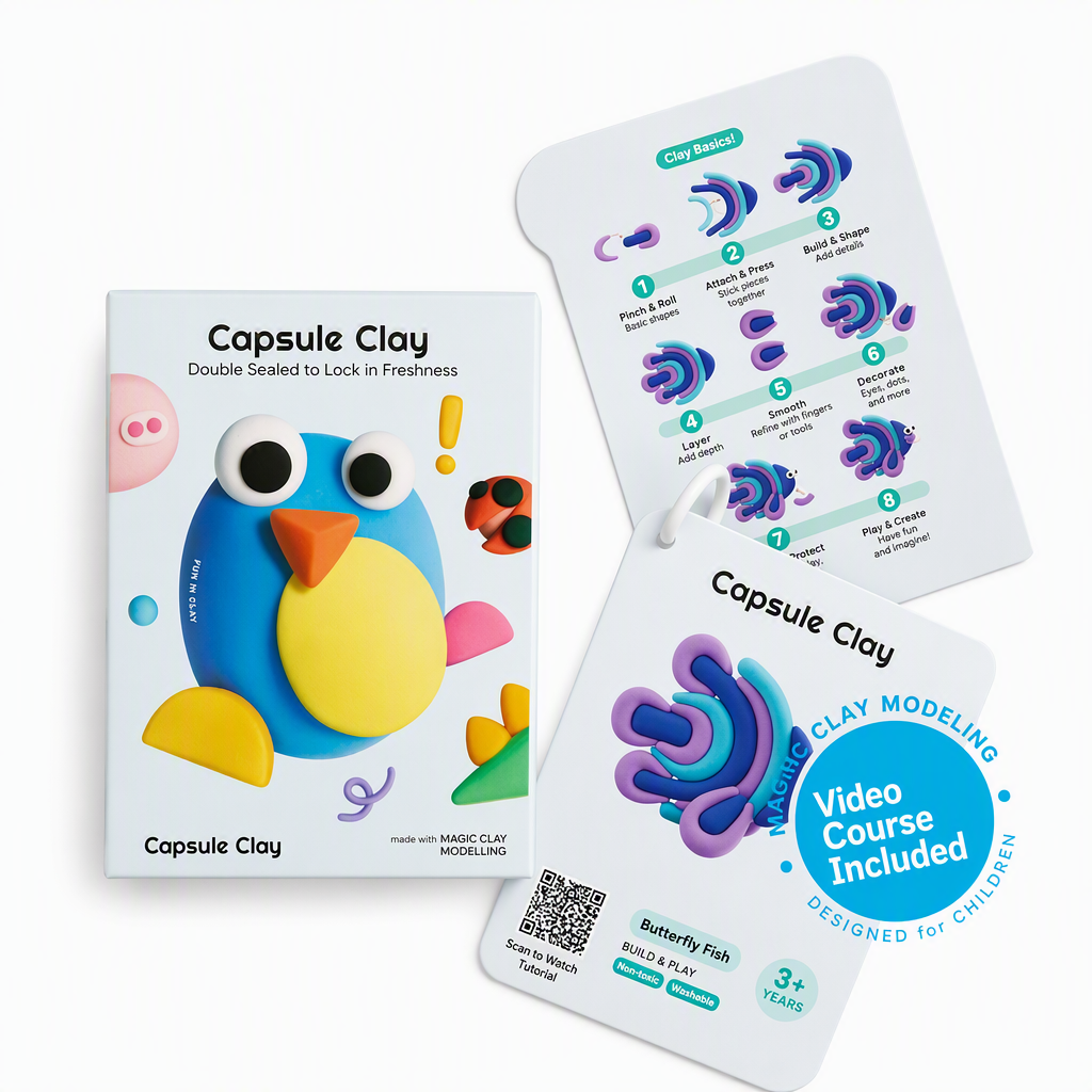 🥳2026 HOT SALE🥳💞50K+ SOLD! 🎨✨ 50% OFF! Kids Capsule Clay Set – non-toxic, odorless, ultra-light. Sealed cups keep clay soft, tiered organizer & tools included. Creative fun anywhere! 🛡️✅