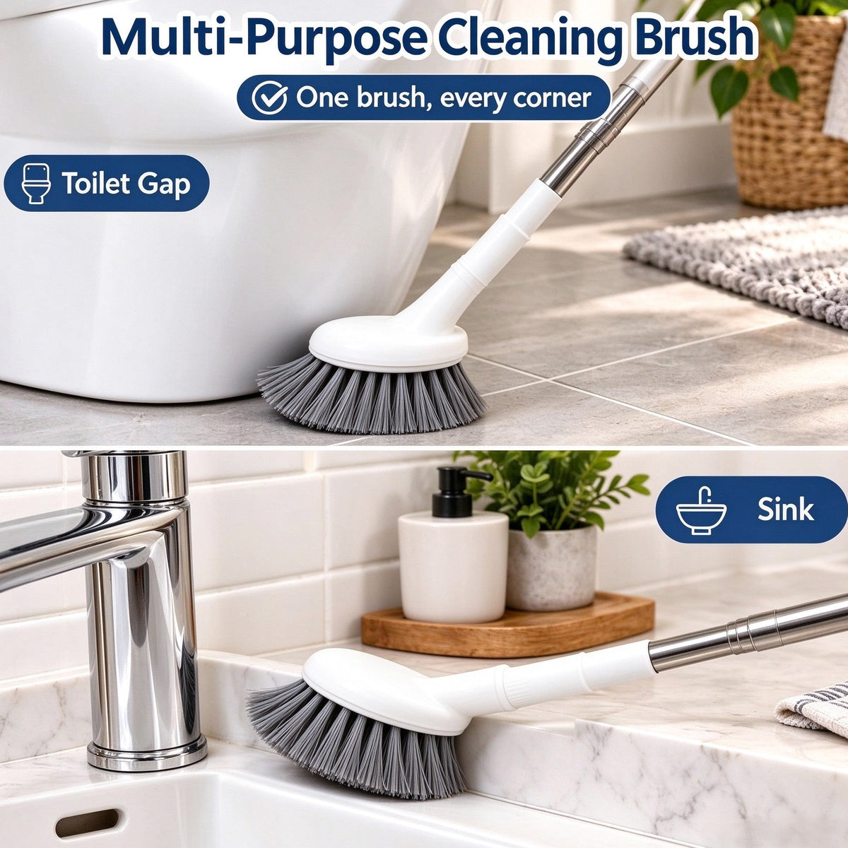 🥳2026 HOT SALE🥳💞50K+ SOLD! 🚽🧹 50% OFF! Telescopic Crevice Cleaning Brush – L-shaped head reaches tight corners, extends 38.5–115cm. No bending, no kneeling! 🛡️✅