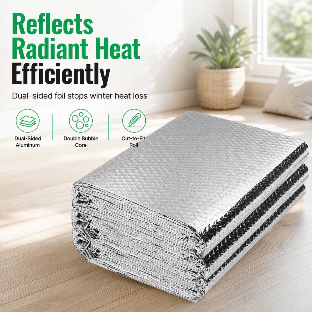 🥳2026 HOT SALE🥳💞50K+ SOLD! ♨️🔥 50% OFF! Reflective Double Bubble Insulation Foil – 60cm×5m cut-to-size radiator heat reflector. Redirect warmth back into the room & cut heating waste! 🏠💚