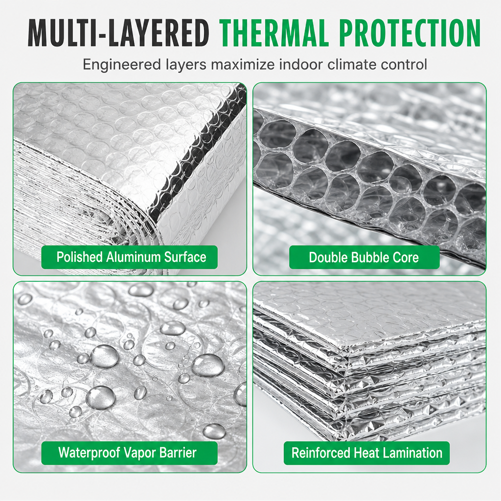 🥳2026 HOT SALE🥳💞50K+ SOLD! ♨️🔥 50% OFF! Reflective Double Bubble Insulation Foil – 60cm×5m cut-to-size radiator heat reflector. Redirect warmth back into the room & cut heating waste! 🏠💚