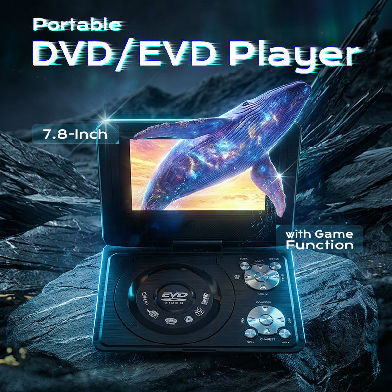 🥳2026 HOT SALE🥳💞50K+ SOLD! 📀🎮 50% OFF! Portable DVD/EVD Player with Game Function – 7" swivel screen, rechargeable battery, USB & AV out. Movies & games on the go! 🛡️✅