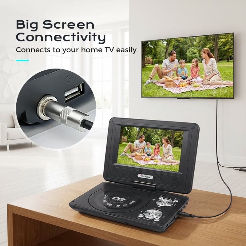 🥳2026 HOT SALE🥳💞50K+ SOLD! 📀🎮 50% OFF! Portable DVD/EVD Player with Game Function – 7" swivel screen, rechargeable battery, USB & AV out. Movies & games on the go! 🛡️✅