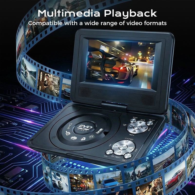 🥳2026 HOT SALE🥳💞50K+ SOLD! 📀🎮 50% OFF! Portable DVD/EVD Player with Game Function – 7" swivel screen, rechargeable battery, USB & AV out. Movies & games on the go! 🛡️✅