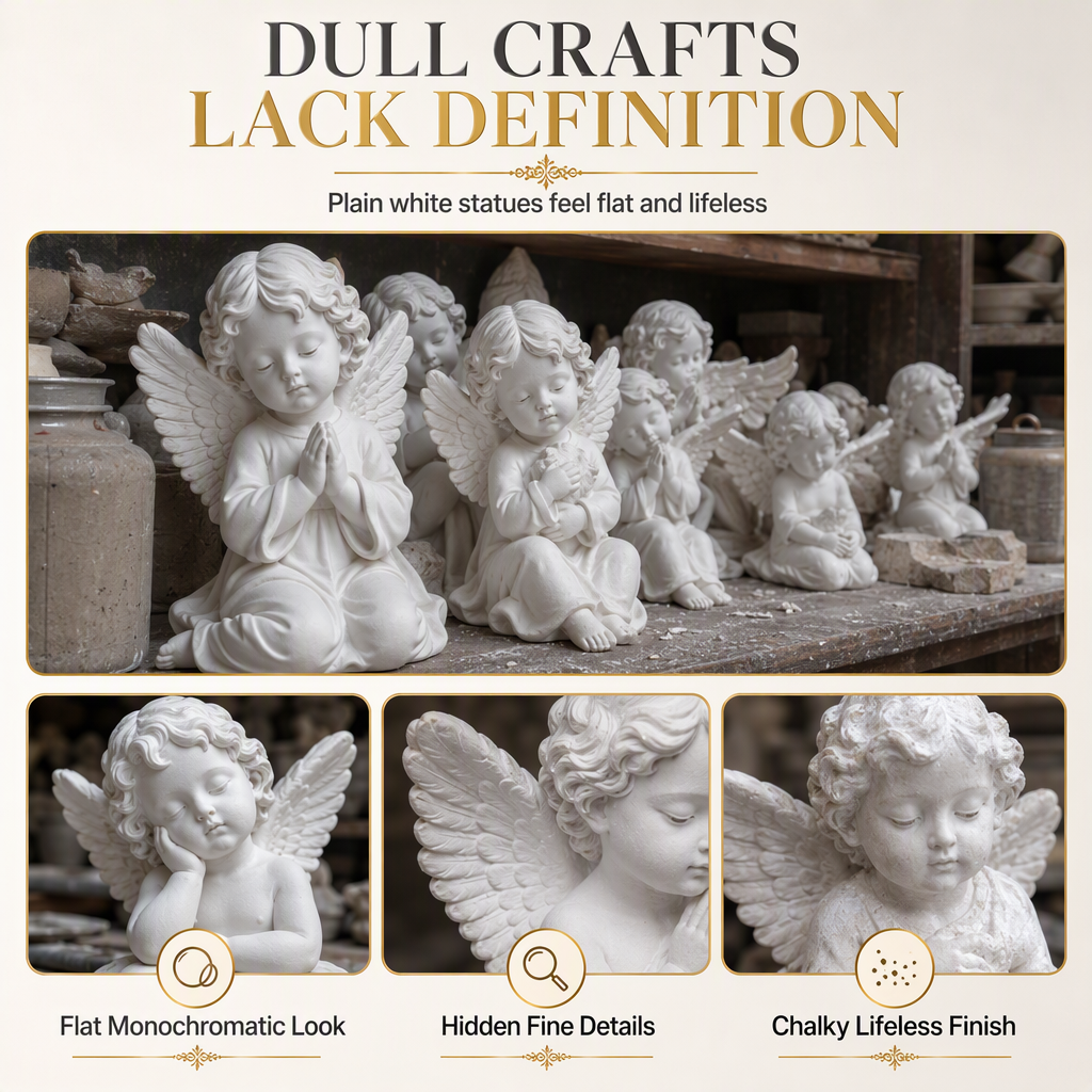 🥳2026 HOT SALE🥳💞50K+ SOLD! 👼✨ High Gloss Gypsum Angel Statue with Brush – antique silver dry-brush formula highlights ornate details. 50ml jar + precision brush. Transform plain plaster into elegant décor! 🛡️💪