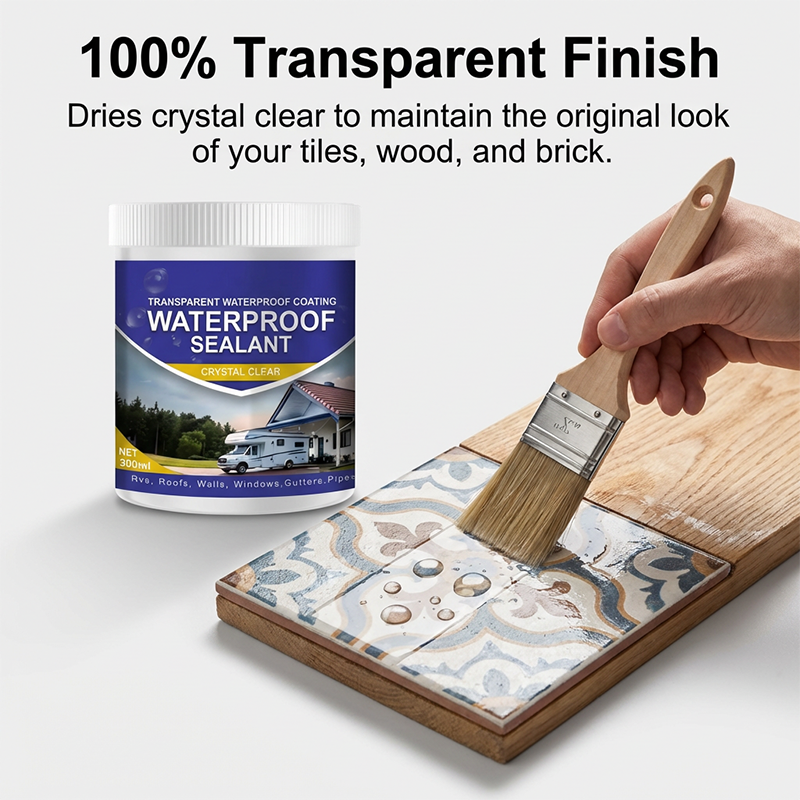 🥳2026 HOT SALE🥳💞50K+ SOLD! 💧🛡️ Transparent Waterproof Sealant – crystal-clear finish, quick-drying & durable. Brush on for roofs, bathrooms, tiles & more. No more leaks! ✨🔧