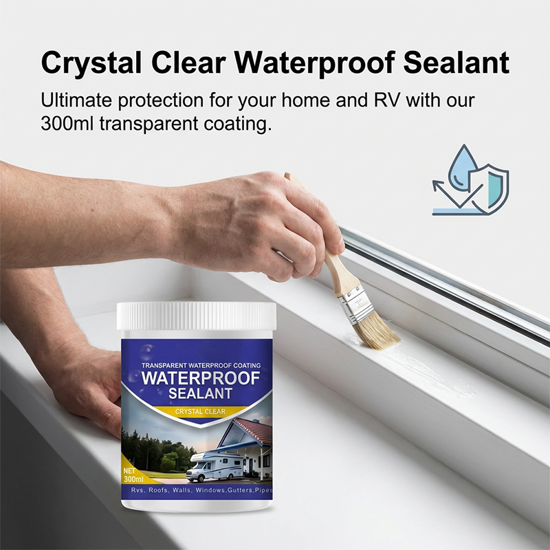 🥳2026 HOT SALE🥳💞50K+ SOLD! 💧🛡️ Transparent Waterproof Sealant – crystal-clear finish, quick-drying & durable. Brush on for roofs, bathrooms, tiles & more. No more leaks! ✨🔧