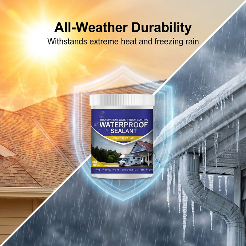 🥳2026 HOT SALE🥳💞50K+ SOLD! 💧🛡️ Transparent Waterproof Sealant – crystal-clear finish, quick-drying & durable. Brush on for roofs, bathrooms, tiles & more. No more leaks! ✨🔧