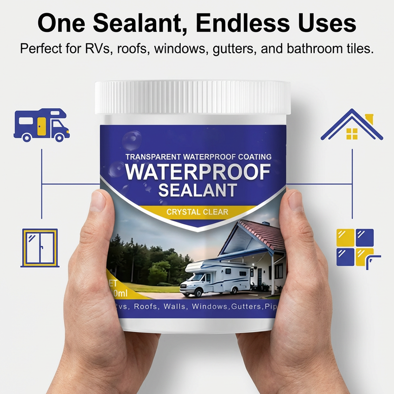 🥳2026 HOT SALE🥳💞50K+ SOLD! 💧🛡️ Transparent Waterproof Sealant – crystal-clear finish, quick-drying & durable. Brush on for roofs, bathrooms, tiles & more. No more leaks! ✨🔧