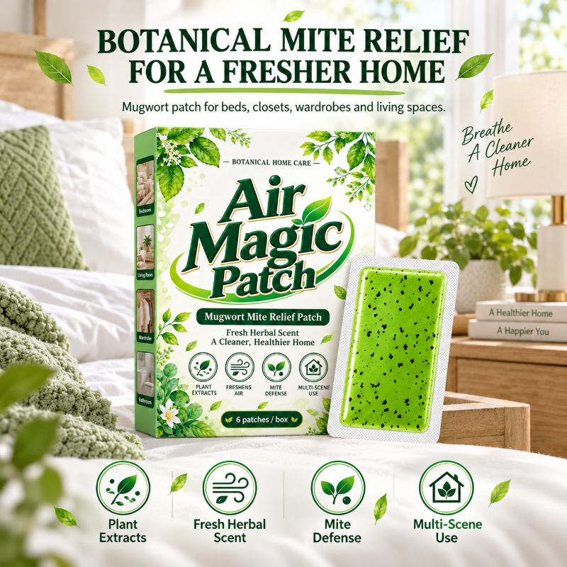 🥳2026 HOT SALE🥳💞50K+ SOLD! 🌿🛏️ 50% OFF! Mugwort Mite Relief Patch (6 Pcs) – natural plant formula, up to 60-day freshness. Place under pillow or in wardrobe for cleaner, fresher sleep! 🛡️✅
