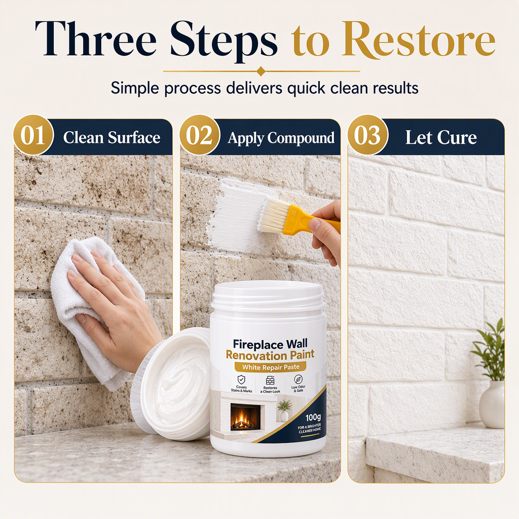 🥳2026 HOT SALE🥳💞50K+ SOLD! 🧱✨ 50% OFF! Instant White Wall Touch-Up Paste – covers soot & stains on brick, high-coverage matte finish. Low odour, 3-step DIY refresh! 🛡️✅