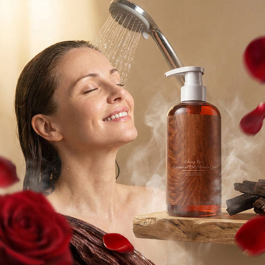 🥳2026 HOT SALE🥳💞50K+ SOLD! 🌹✨ 50% OFF! Nourishing Rose Essential Oil Shower Gel – oil-based moisture, rose & ebony essence, layered perfume scent. Gentle lather, non-greasy. 500ml! 💧💚