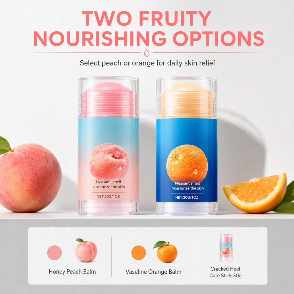 🥳2026 HOT SALE🥳💞50K+ SOLD! 💧🧴 Moisturizing Petroleum Jelly Stick – squalane & hyaluronic acid, hands-free glide-on, heals dry hands & feet. Peach & orange scents! ✨💚