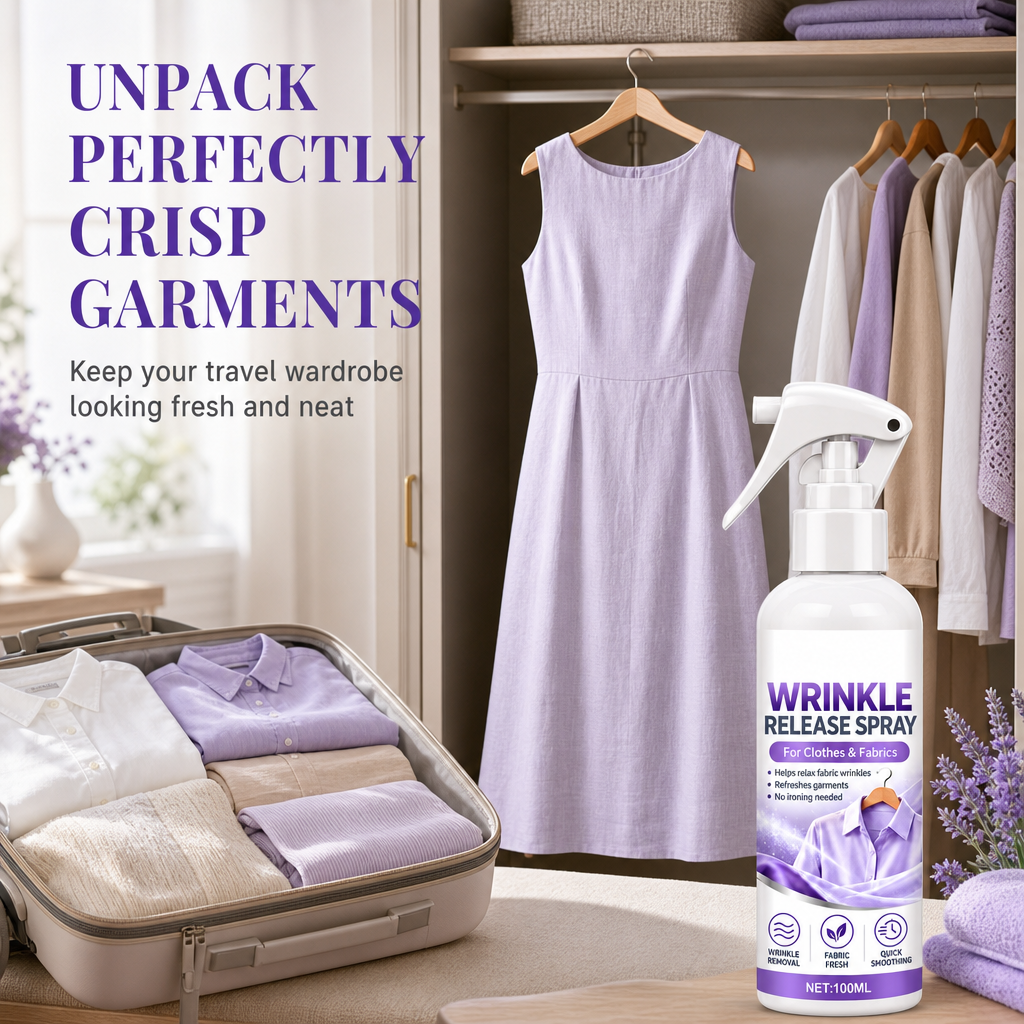 🥳2026 HOT SALE🥳💞50K+ SOLD! 💨👔 50% OFF! No Ironing Clothing Remover Spray – instantly smooths wrinkles, no heat needed. Gentle botanical formula, travel sizes. Look crisp anywhere! 🛡️✅