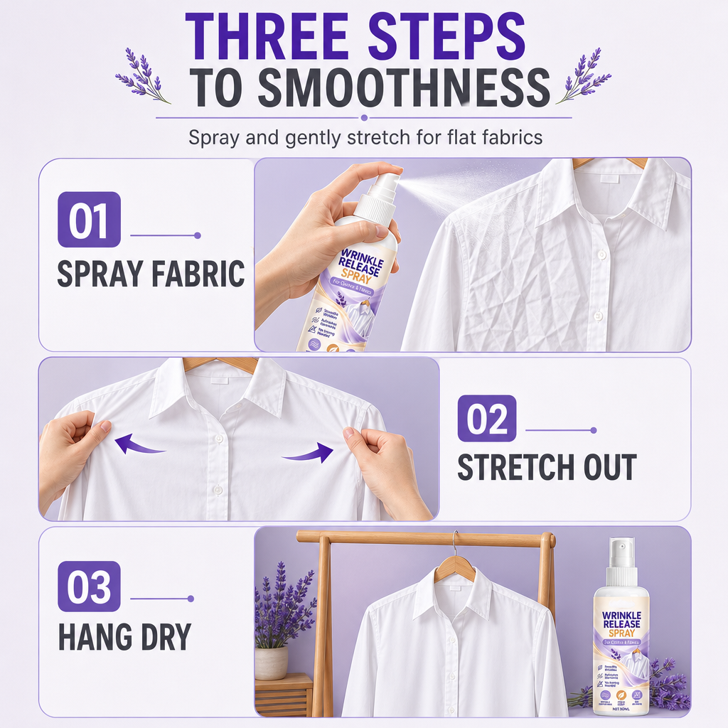 🥳2026 HOT SALE🥳💞50K+ SOLD! 💨👔 50% OFF! No Ironing Clothing Remover Spray – instantly smooths wrinkles, no heat needed. Gentle botanical formula, travel sizes. Look crisp anywhere! 🛡️✅