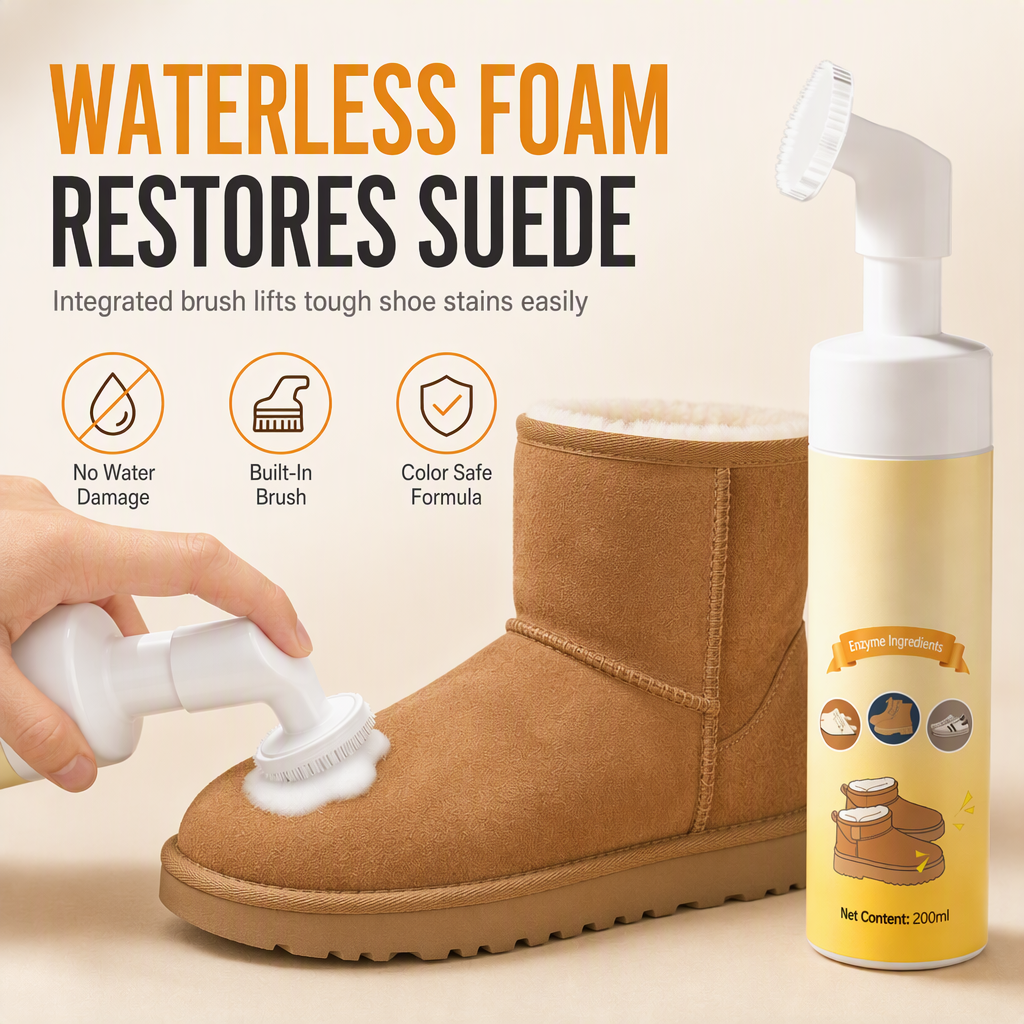 🥳2026 HOT SALE🥳💞50K+ SOLD! 👟🧼 50% OFF! Suede & Nubuck Dry Cleaner – waterless foam removes oil stains, built-in silicone brush protects fibers. Restore shoes & snow boots instantly! 🛡️✅