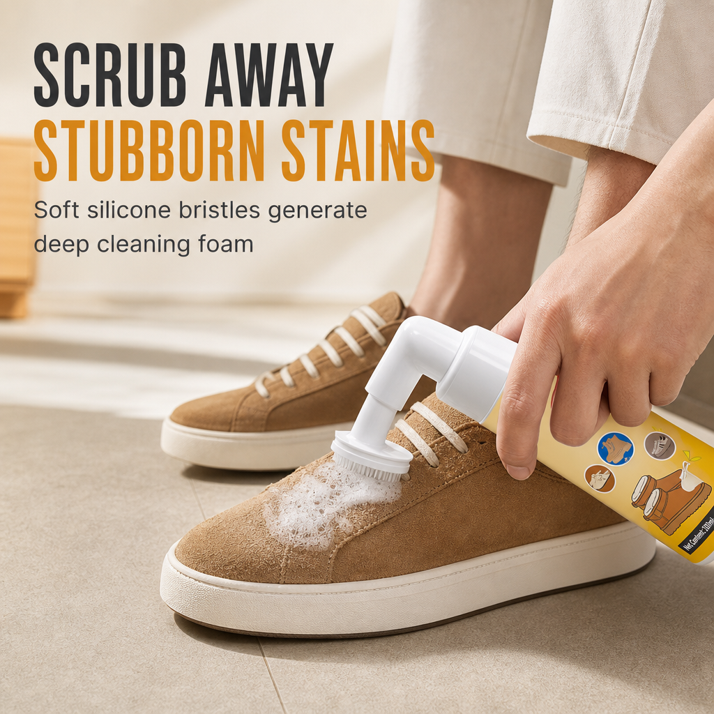 🥳2026 HOT SALE🥳💞50K+ SOLD! 👟🧼 50% OFF! Suede & Nubuck Dry Cleaner – waterless foam removes oil stains, built-in silicone brush protects fibers. Restore shoes & snow boots instantly! 🛡️✅