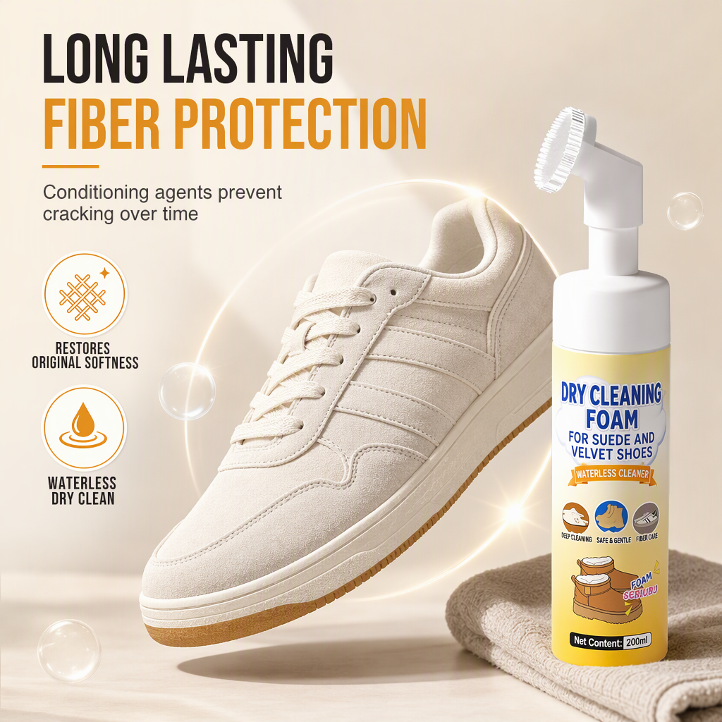 🥳2026 HOT SALE🥳💞50K+ SOLD! 👟🧼 50% OFF! Suede & Nubuck Dry Cleaner – waterless foam removes oil stains, built-in silicone brush protects fibers. Restore shoes & snow boots instantly! 🛡️✅