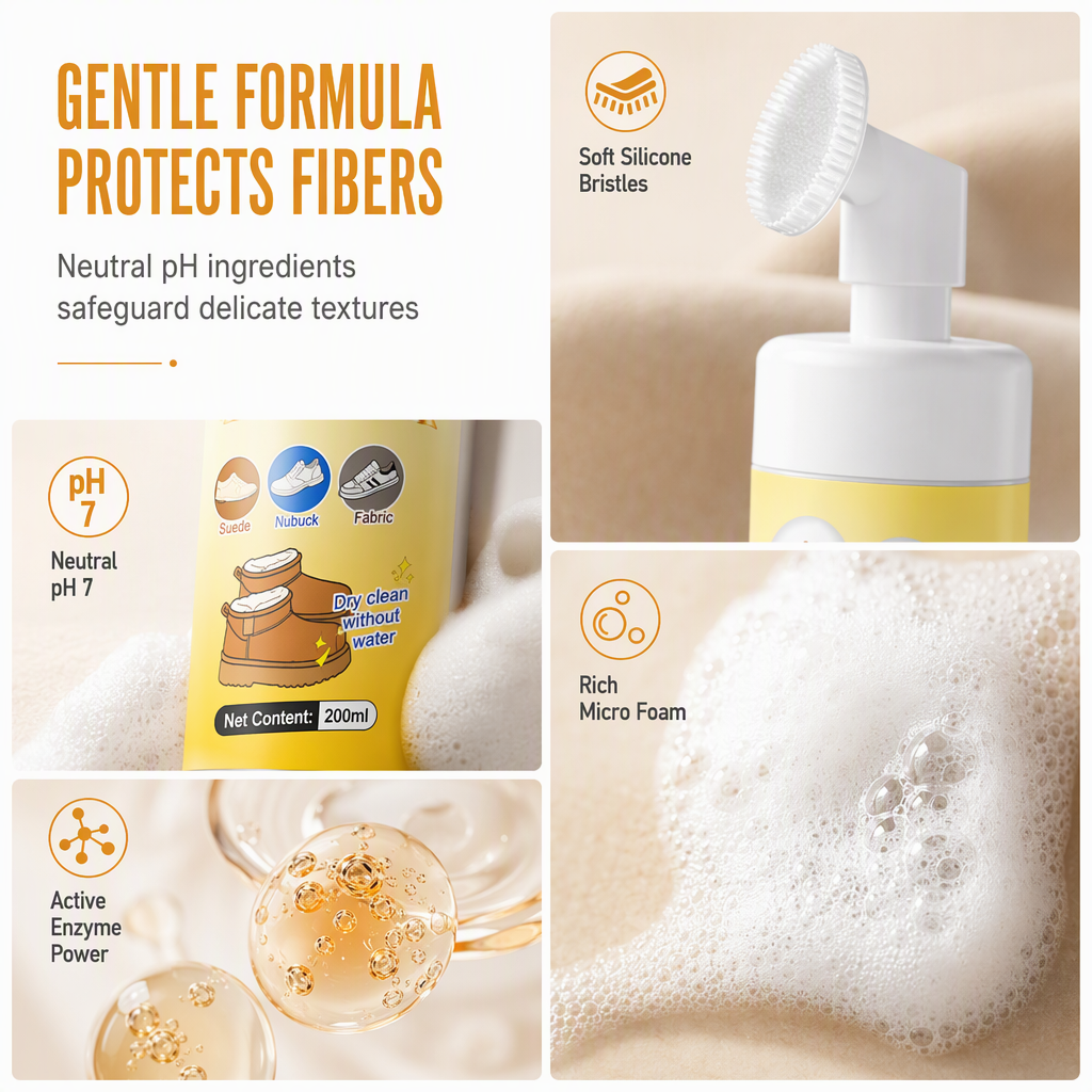 🥳2026 HOT SALE🥳💞50K+ SOLD! 👟🧼 50% OFF! Suede & Nubuck Dry Cleaner – waterless foam removes oil stains, built-in silicone brush protects fibers. Restore shoes & snow boots instantly! 🛡️✅